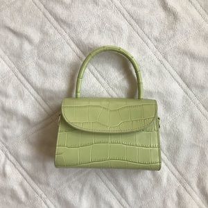 By Far mini sage green croco bag